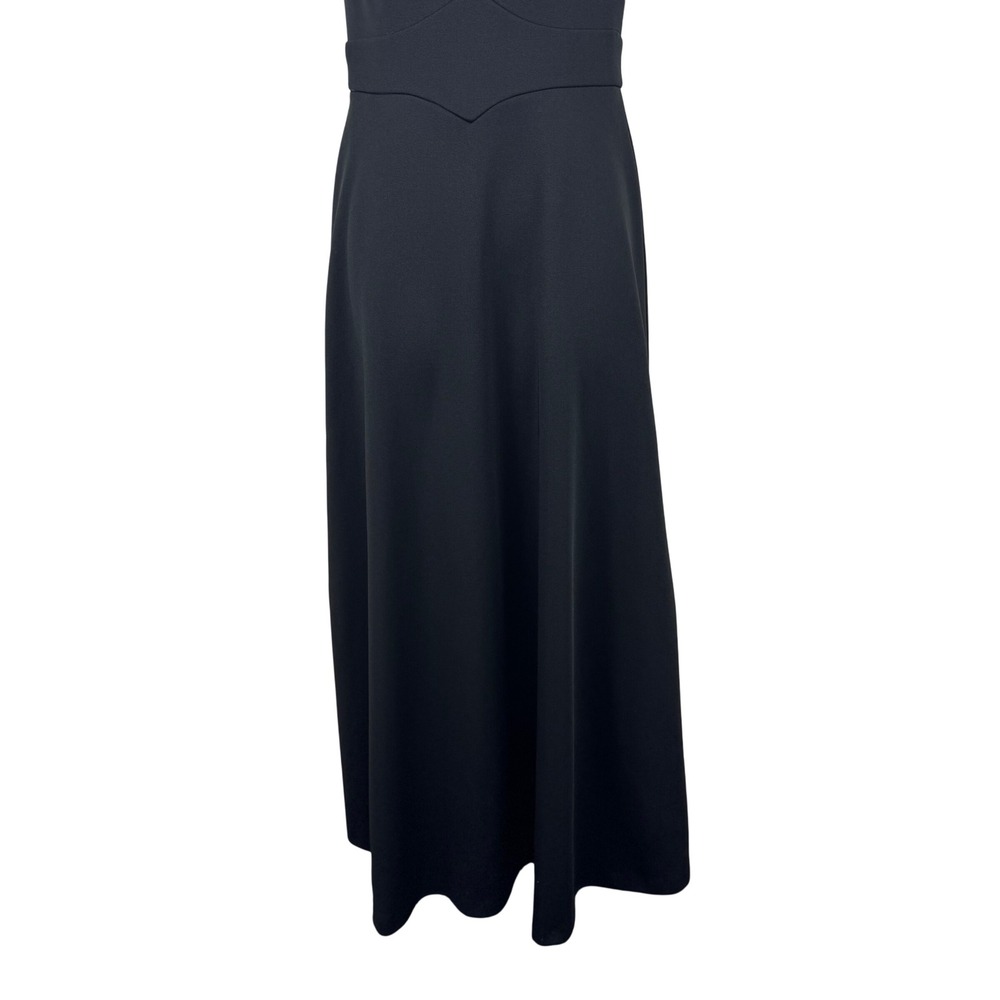 Vintage Black Maxi Dress ILGWU Funnel Neck Minimalist Mod Evening 90s Minimal - Picture 4 of 10
